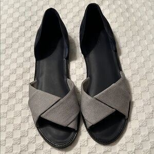 Vince Navy Open-Toe Cross-Strap Sandals